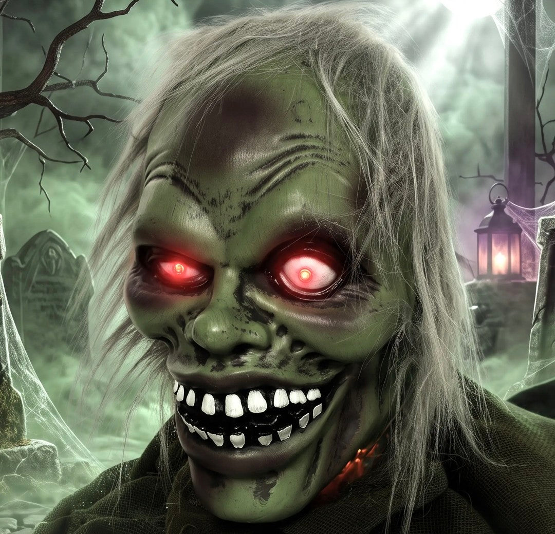 Animatronic Crawling Zombie Halloween Decoration | Glowing Red Eyes, Motion & Sound Sensitive