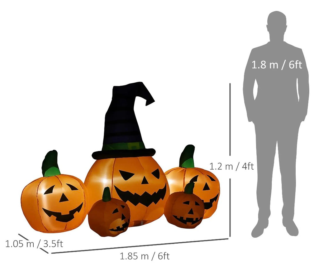 6ft Inflatable Halloween Pumpkin Family | LED Glowing, Outdoor Lawn & Garden Display