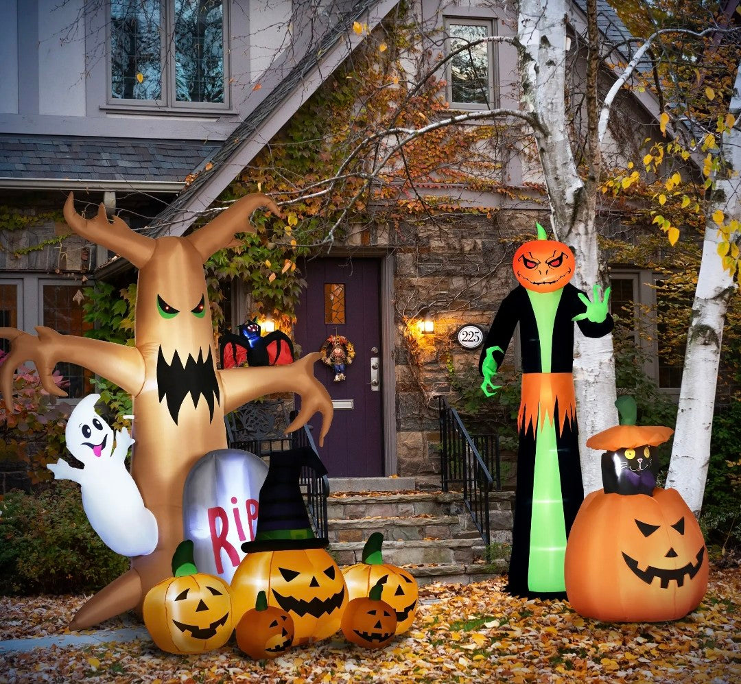 6ft Inflatable Halloween Pumpkin Family | LED Glowing, Outdoor Lawn & Garden Display