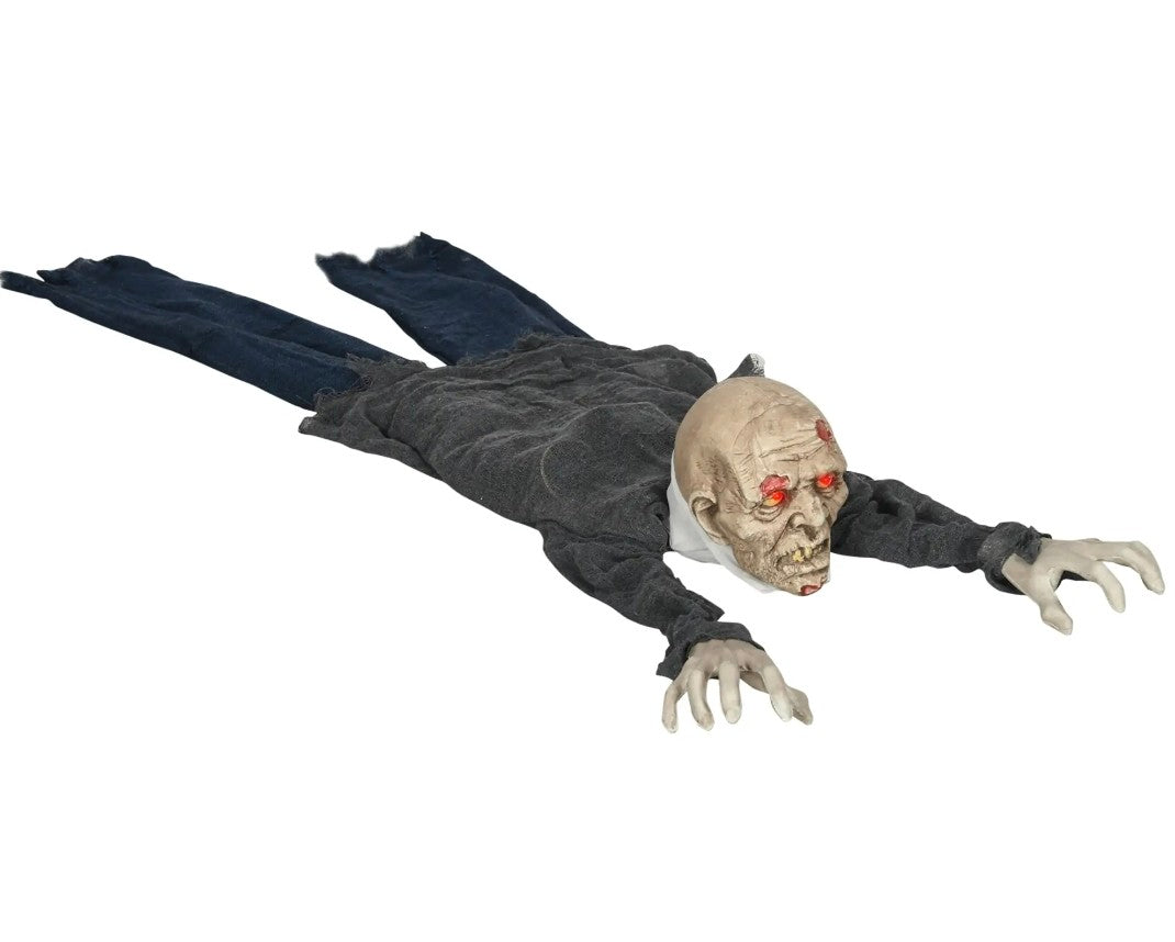 Animatronic Outdoor Crawling Zombie Halloween Decoration | Glowing Red Eyes, Howling Sound, Motion Activated | 5.2ft