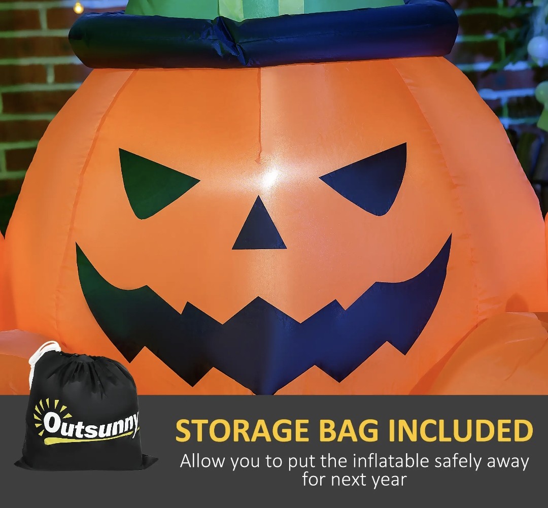 6ft Inflatable Halloween Pumpkin Family | LED Glowing, Outdoor Lawn & Garden Display