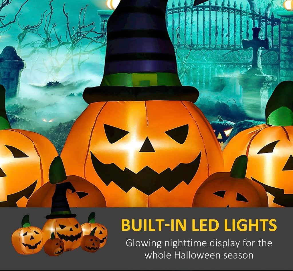 6ft Inflatable Halloween Pumpkin Family | LED Glowing, Outdoor Lawn & Garden Display