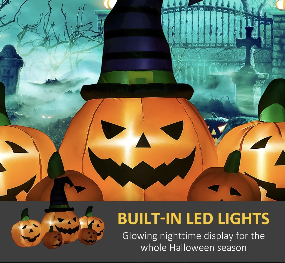 6ft Inflatable Halloween Pumpkin Family | LED Glowing, Outdoor Lawn & Garden Display