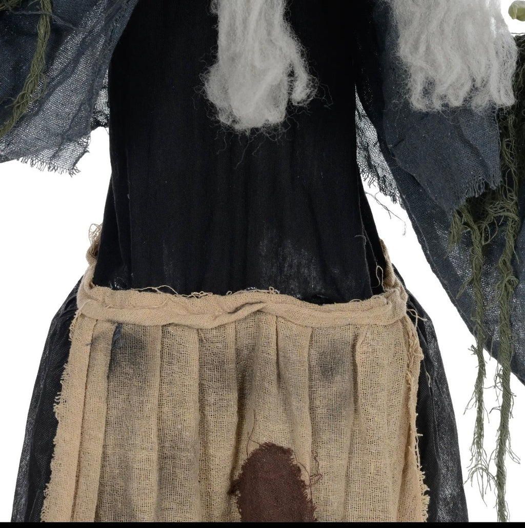 Animatronic Hunchback Witch Halloween Decoration | Glowing Red Eyes, Moving Head & Shoulders, Touch & Sound Activated | 160cm