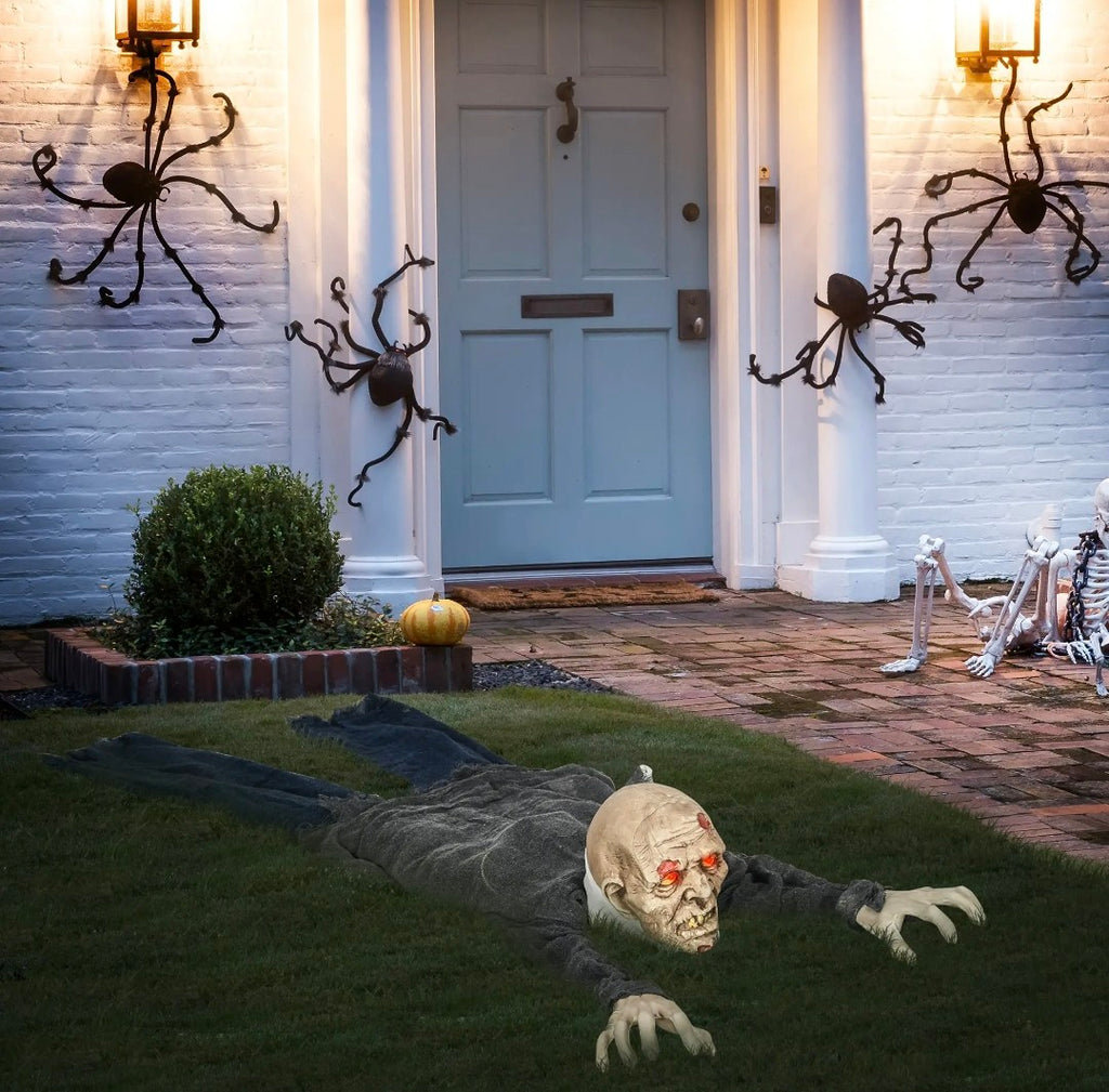 Animatronic Outdoor Crawling Zombie Halloween Decoration | Glowing Red Eyes, Howling Sound, Motion Activated | 5.2ft