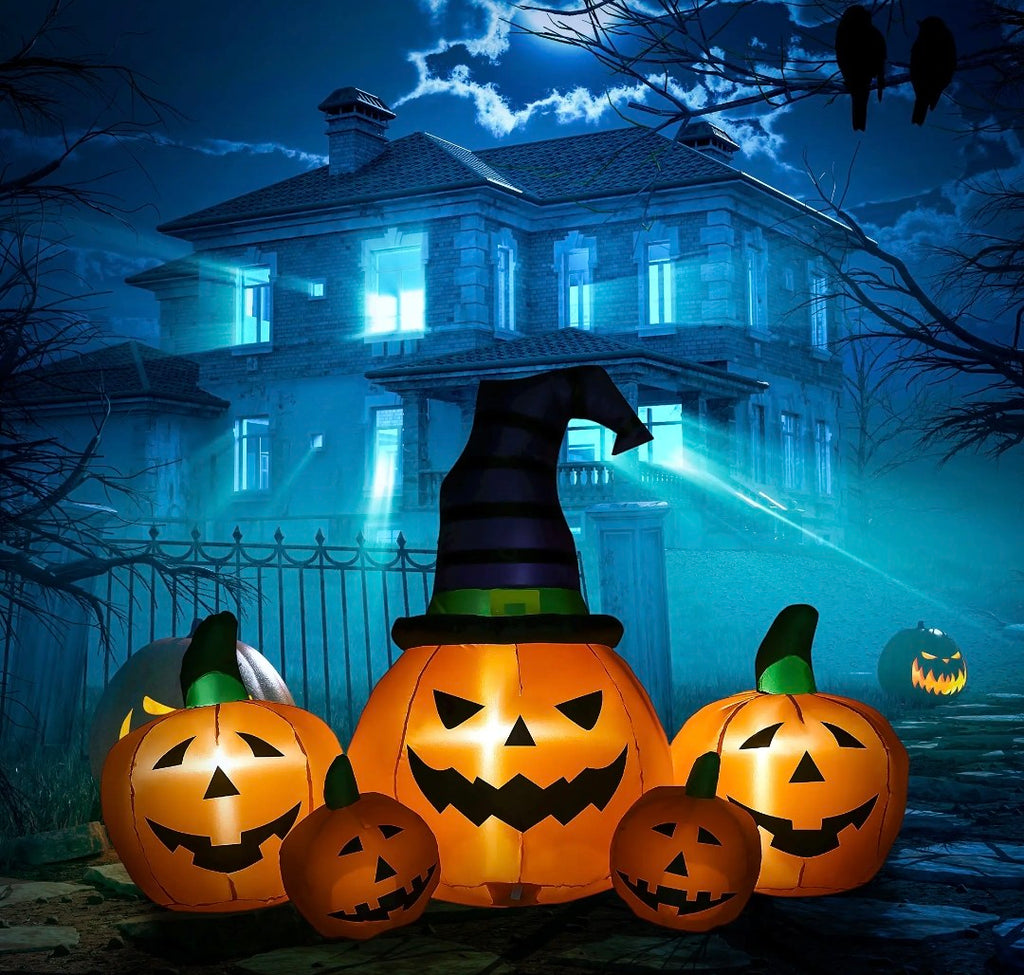 6ft Inflatable Halloween Pumpkin Family | LED Glowing, Outdoor Lawn & Garden Display