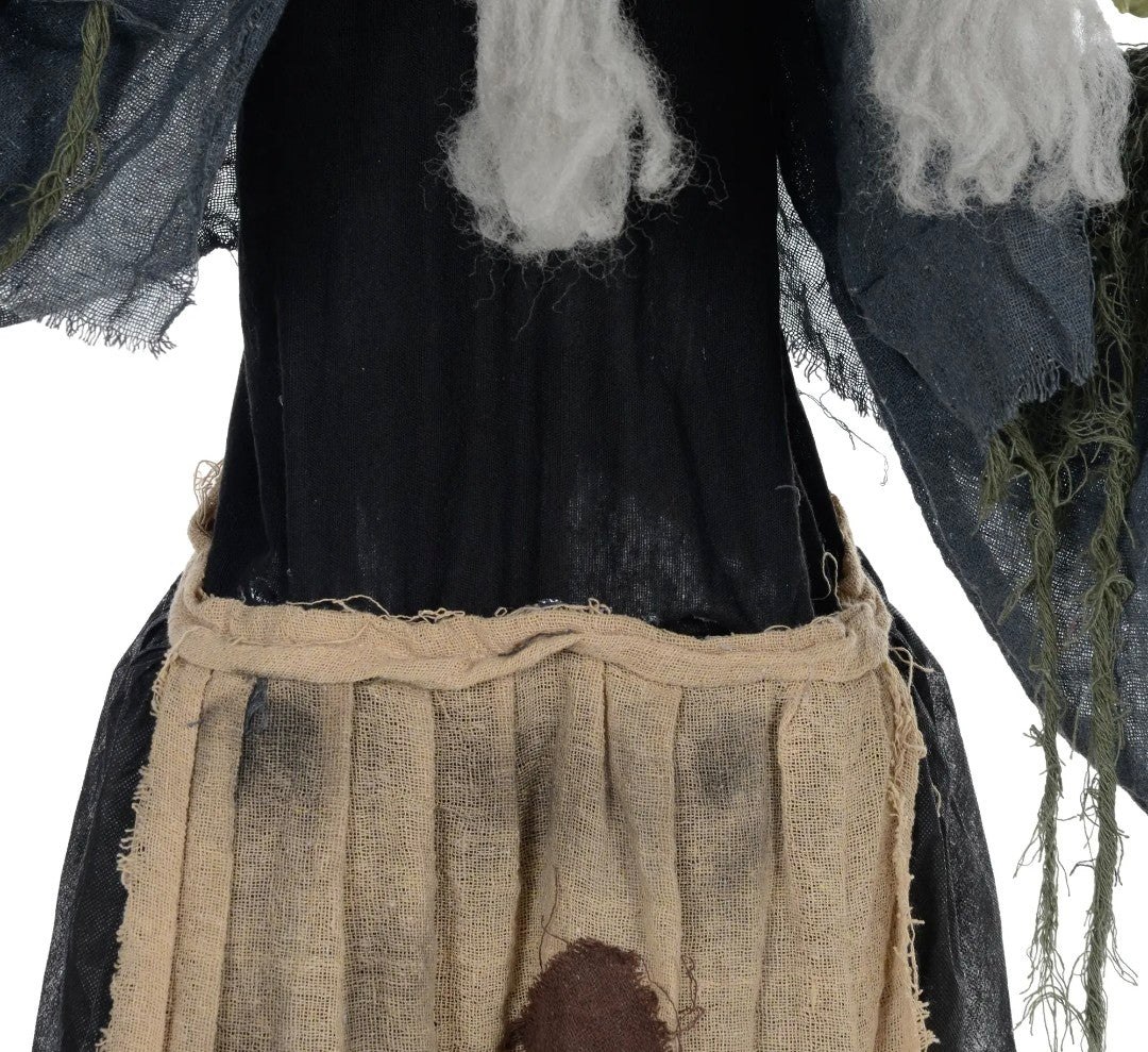 Animatronic Hunchback Witch Halloween Decoration | Glowing Red Eyes, Moving Head & Shoulders, Touch & Sound Activated | 160cm