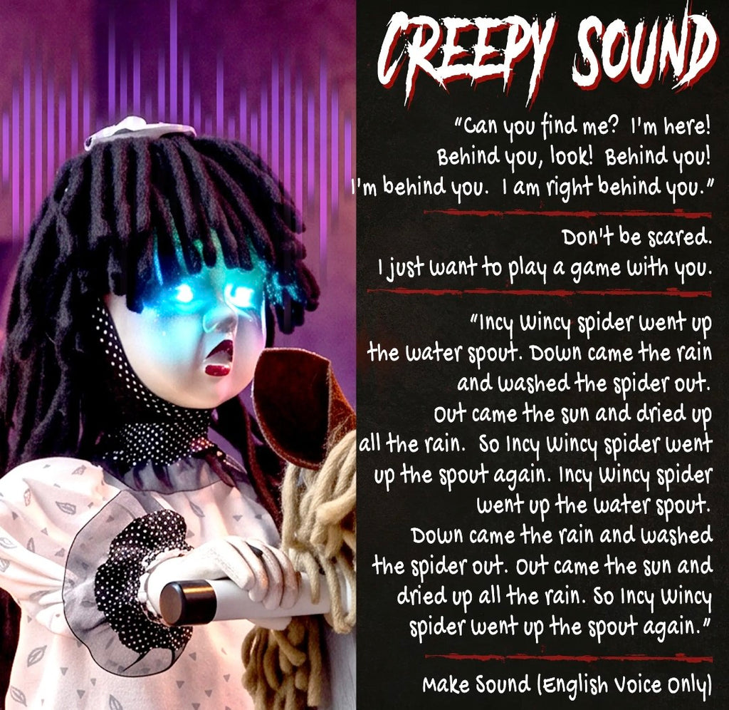 Animated Halloween Girl Riding Horse | Animatronic Decoration with Glowing Eyes, Creepy Rhymes & Sound/Touch Activation