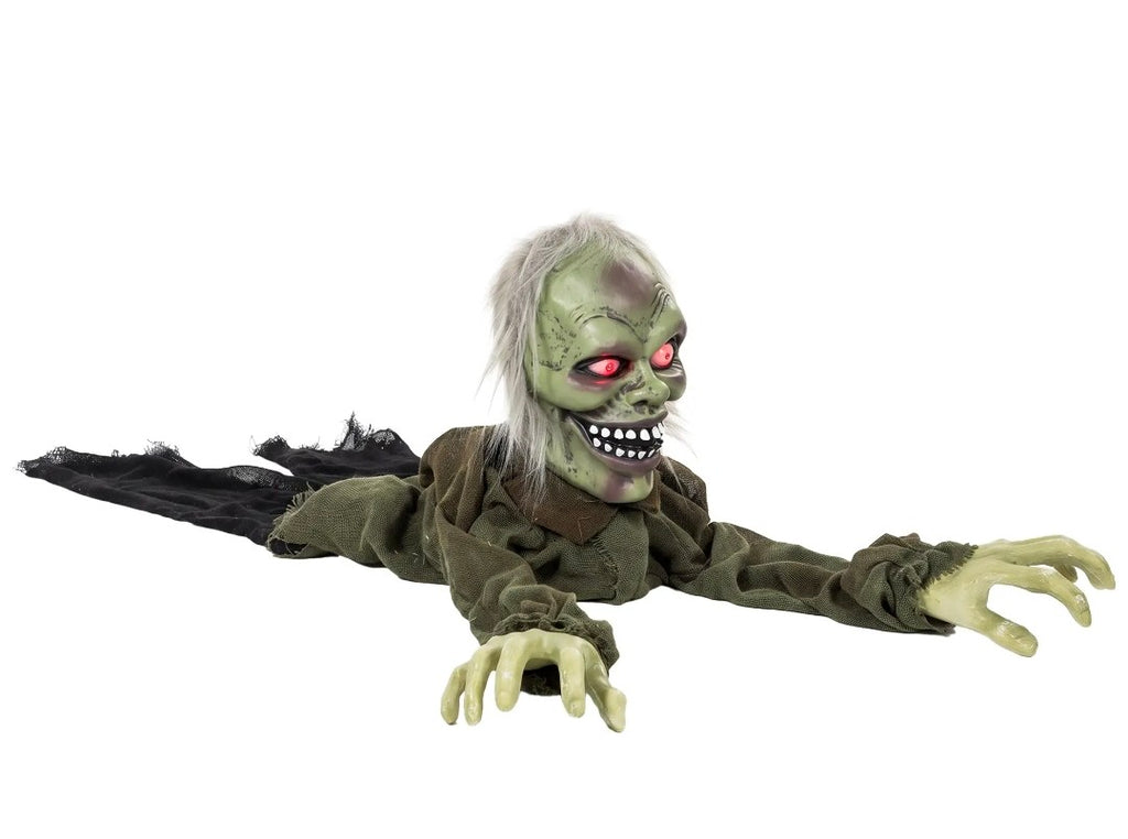 Animatronic Crawling Zombie Halloween Decoration | Glowing Red Eyes, Motion & Sound Sensitive