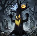 8ft Halloween Inflatable Spooky Tree with Ghost & Pumpkin – LED Lit Indoor/Outdoor Decoration