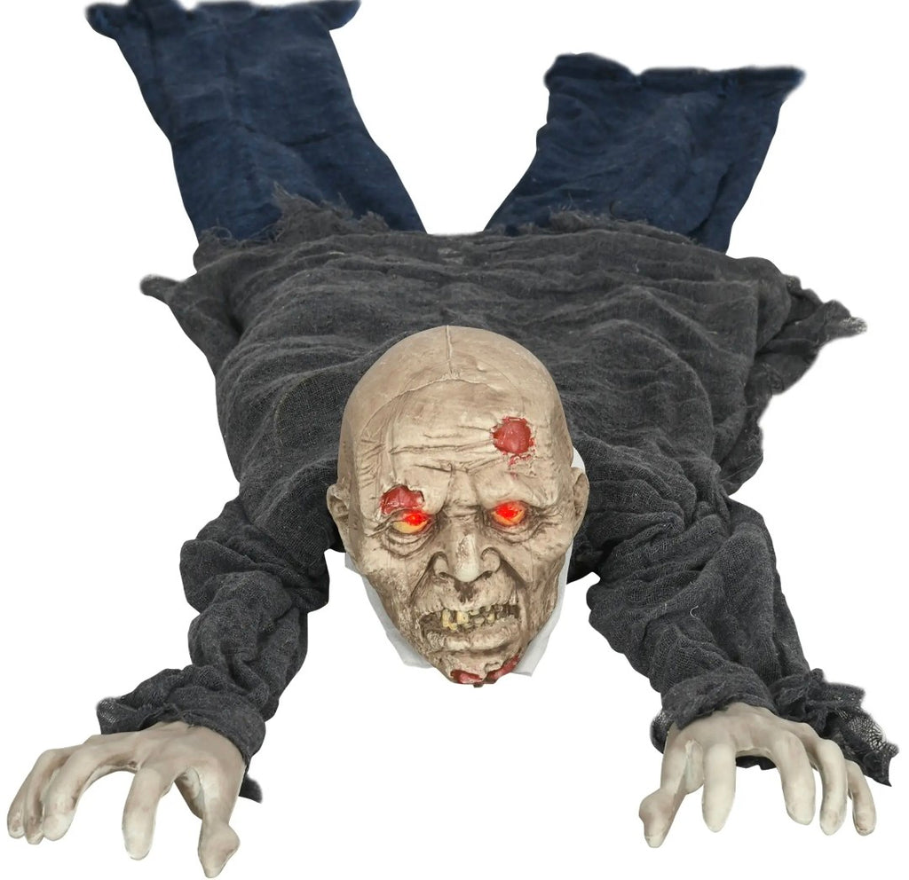 Animatronic Outdoor Crawling Zombie Halloween Decoration | Glowing Red Eyes, Howling Sound, Motion Activated | 5.2ft