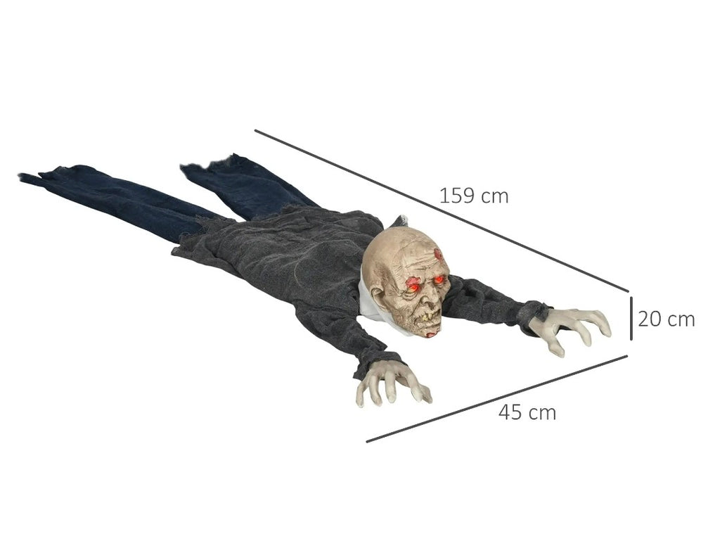 Animatronic Outdoor Crawling Zombie Halloween Decoration | Glowing Red Eyes, Howling Sound, Motion Activated | 5.2ft