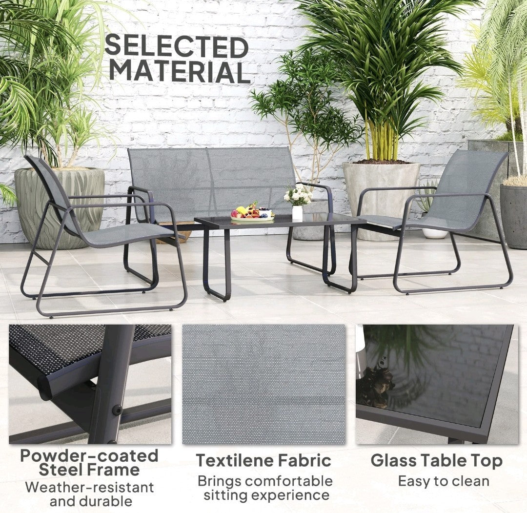4-Piece Minimalist Garden Sofa Set | Outdoor Patio Furniture with Cushions