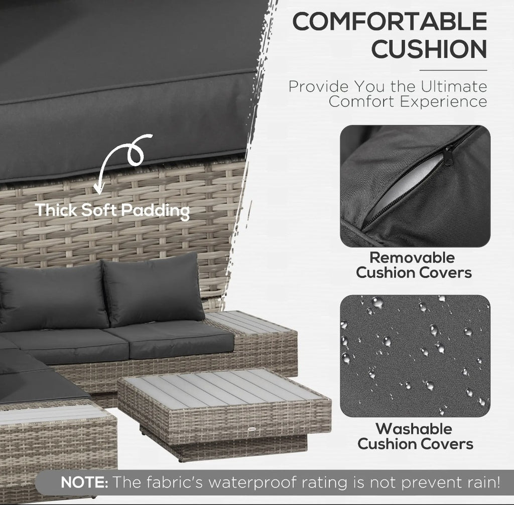 4-Piece Rattan Garden Corner Sofa & Coffee Table Set | Outdoor Sectional Furniture