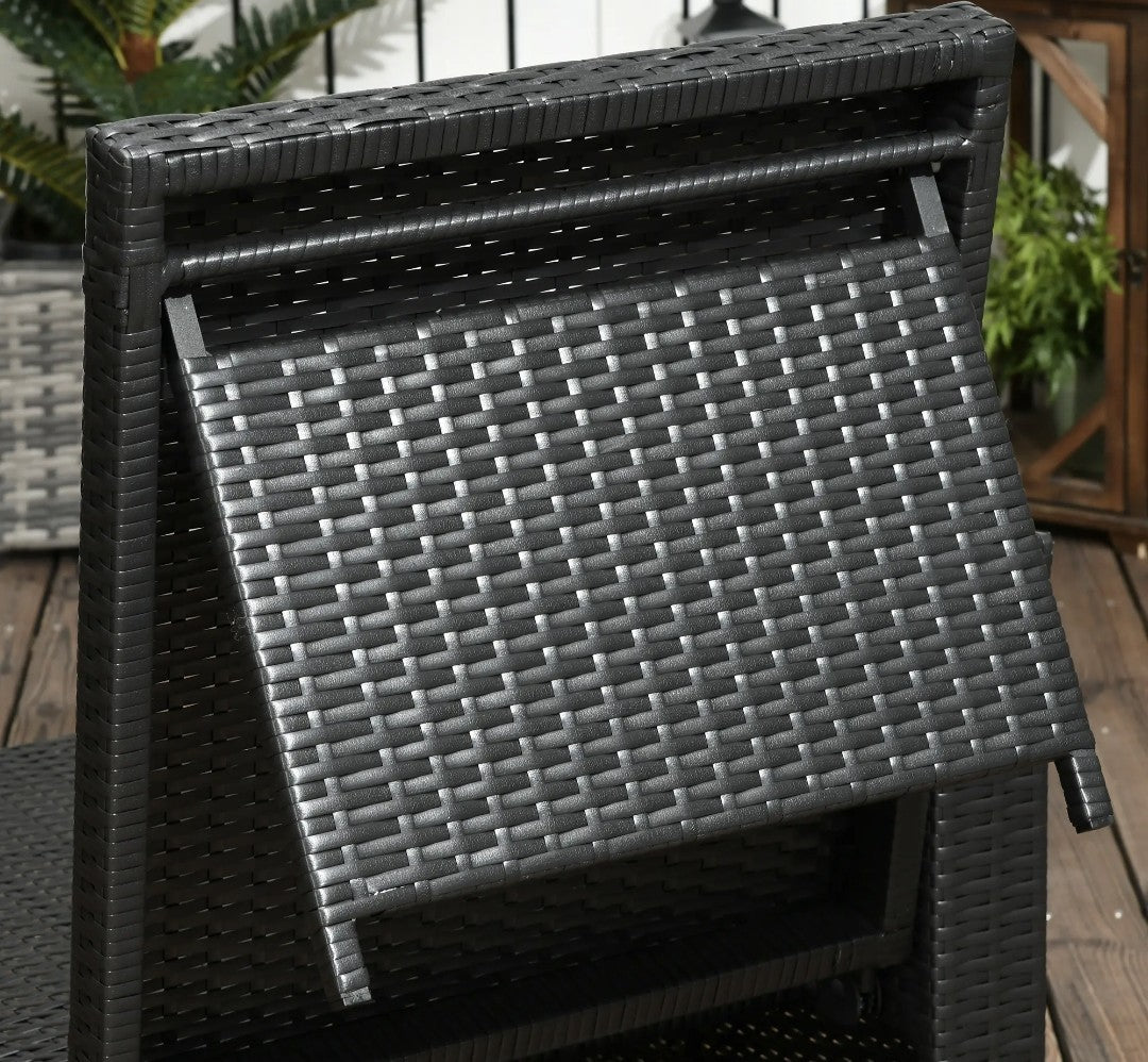 5-Piece PE Rattan Garden Sofa Set – Black with Beige Cushions