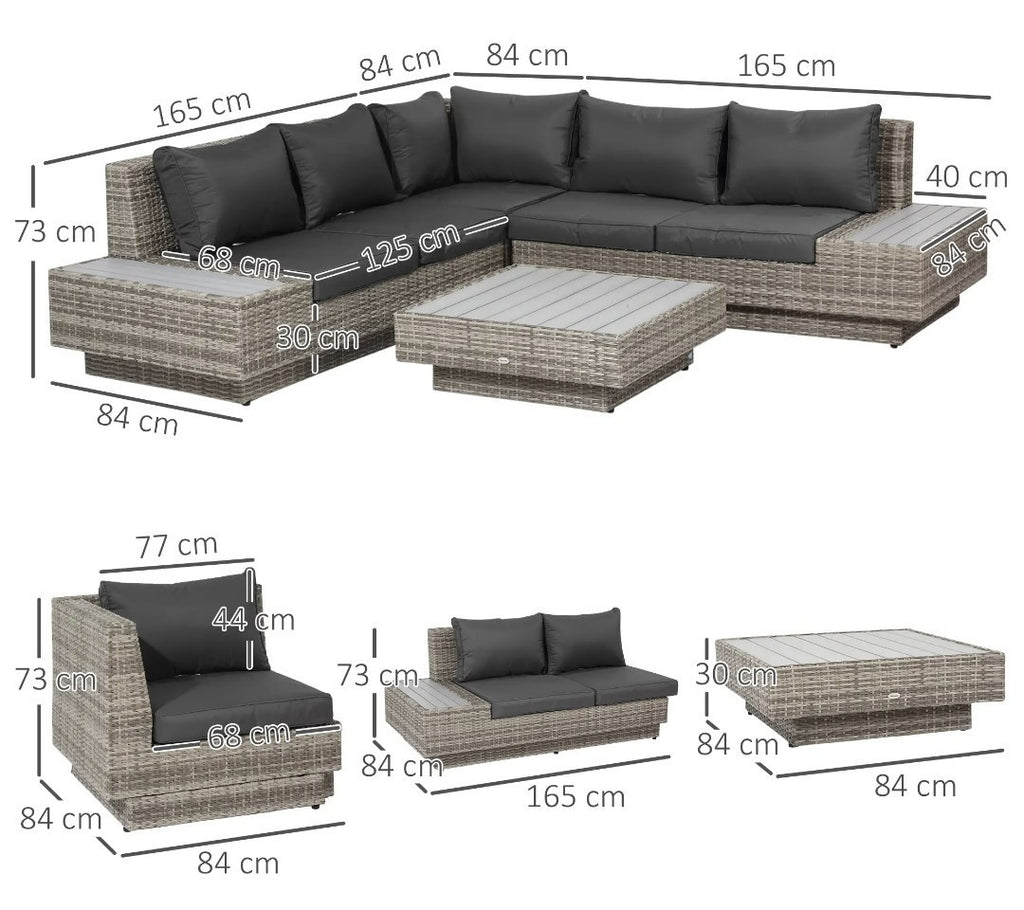 4-Piece Rattan Garden Corner Sofa & Coffee Table Set | Outdoor Sectional Furniture