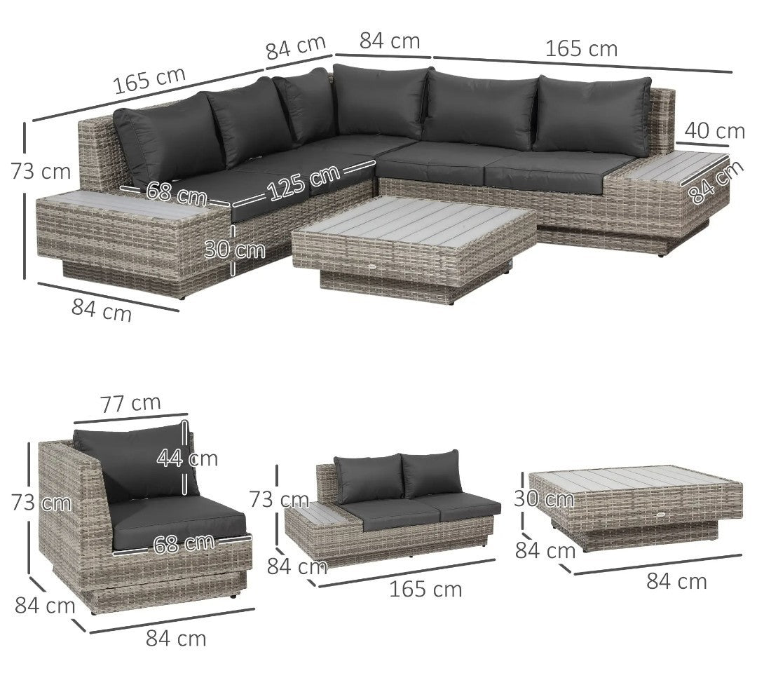 4-Piece Rattan Garden Corner Sofa & Coffee Table Set | Outdoor Sectional Furniture