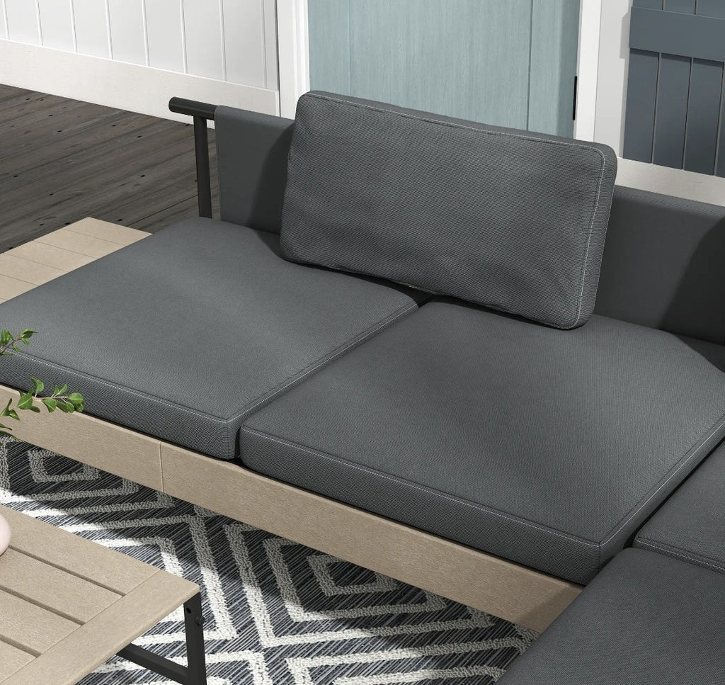 3-Piece L-Shaped Garden Sofa Set with Coffee Table – Grey