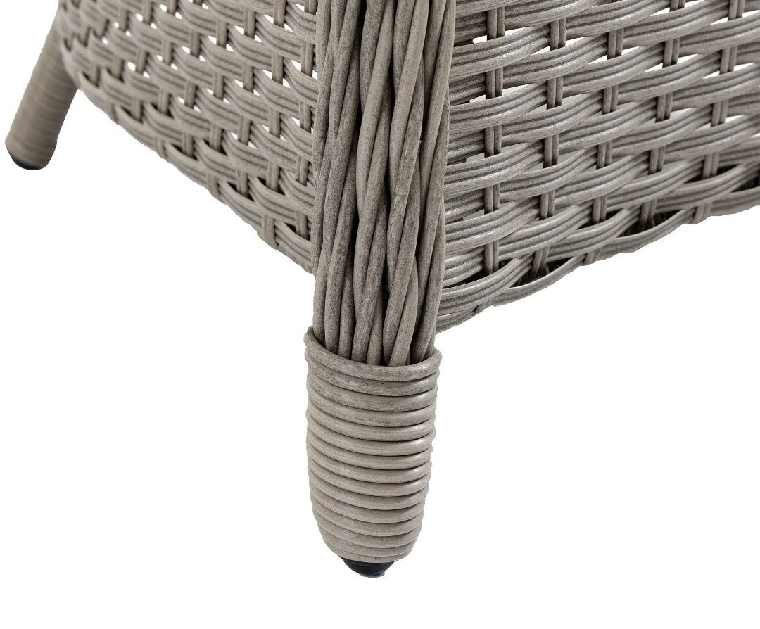 4-Seater Round PE Rattan Dining Set – Grey | FSC Certified with Glass Table & Cushions