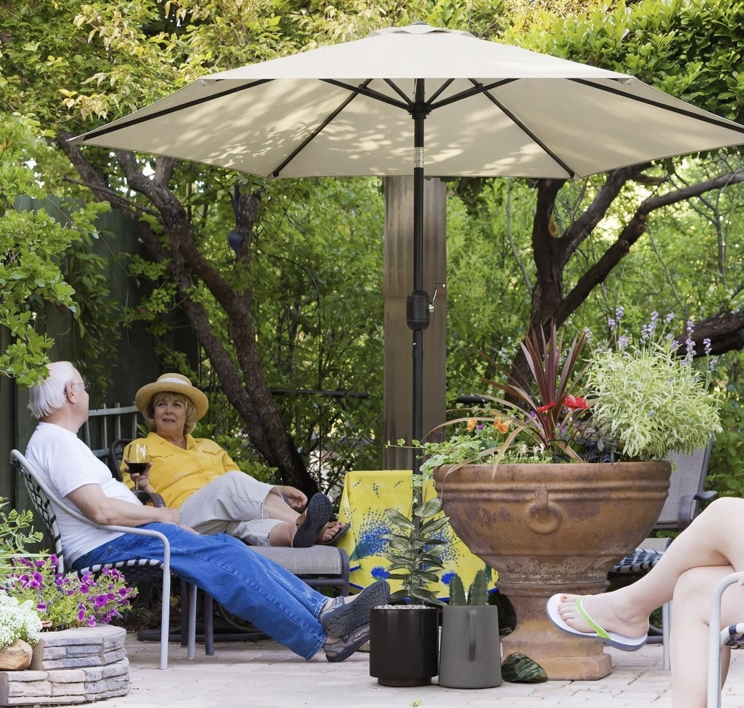 2.6m Garden Parasol with Tilt & Crank – Cream White
