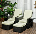 5-Piece PE Rattan Garden Sofa Set – Black with Beige Cushions