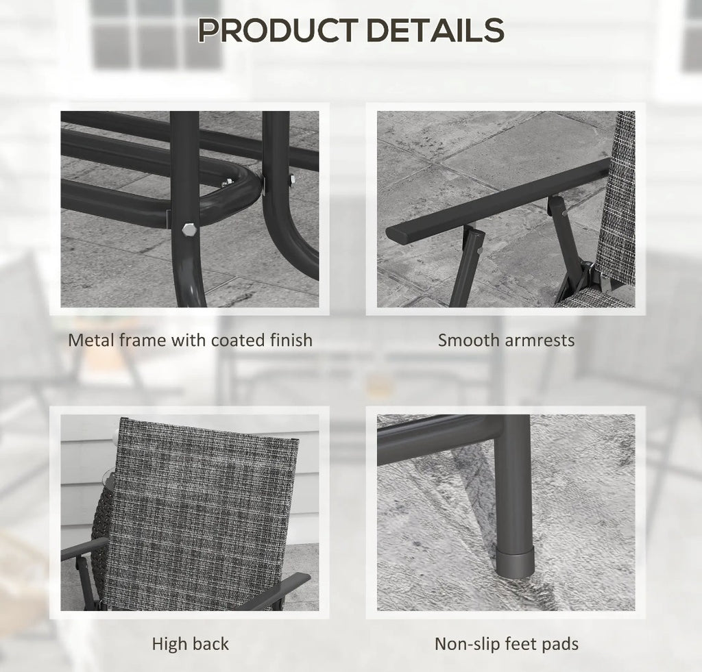 4-Piece Metal Garden Sofa Set with Glass Table – Grey