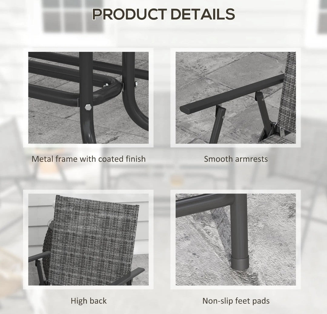 4-Piece Metal Garden Sofa Set with Glass Table – Grey