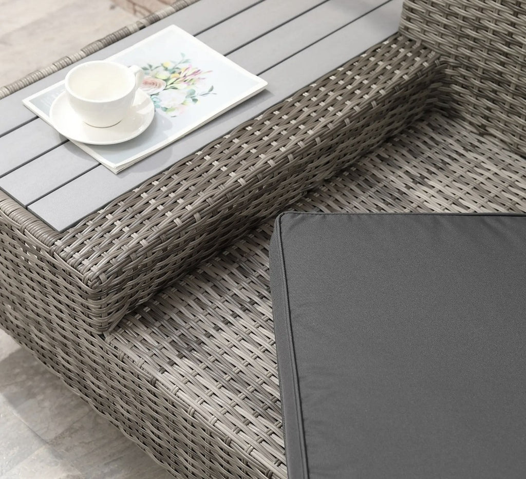4-Piece Rattan Garden Corner Sofa & Coffee Table Set | Outdoor Sectional Furniture