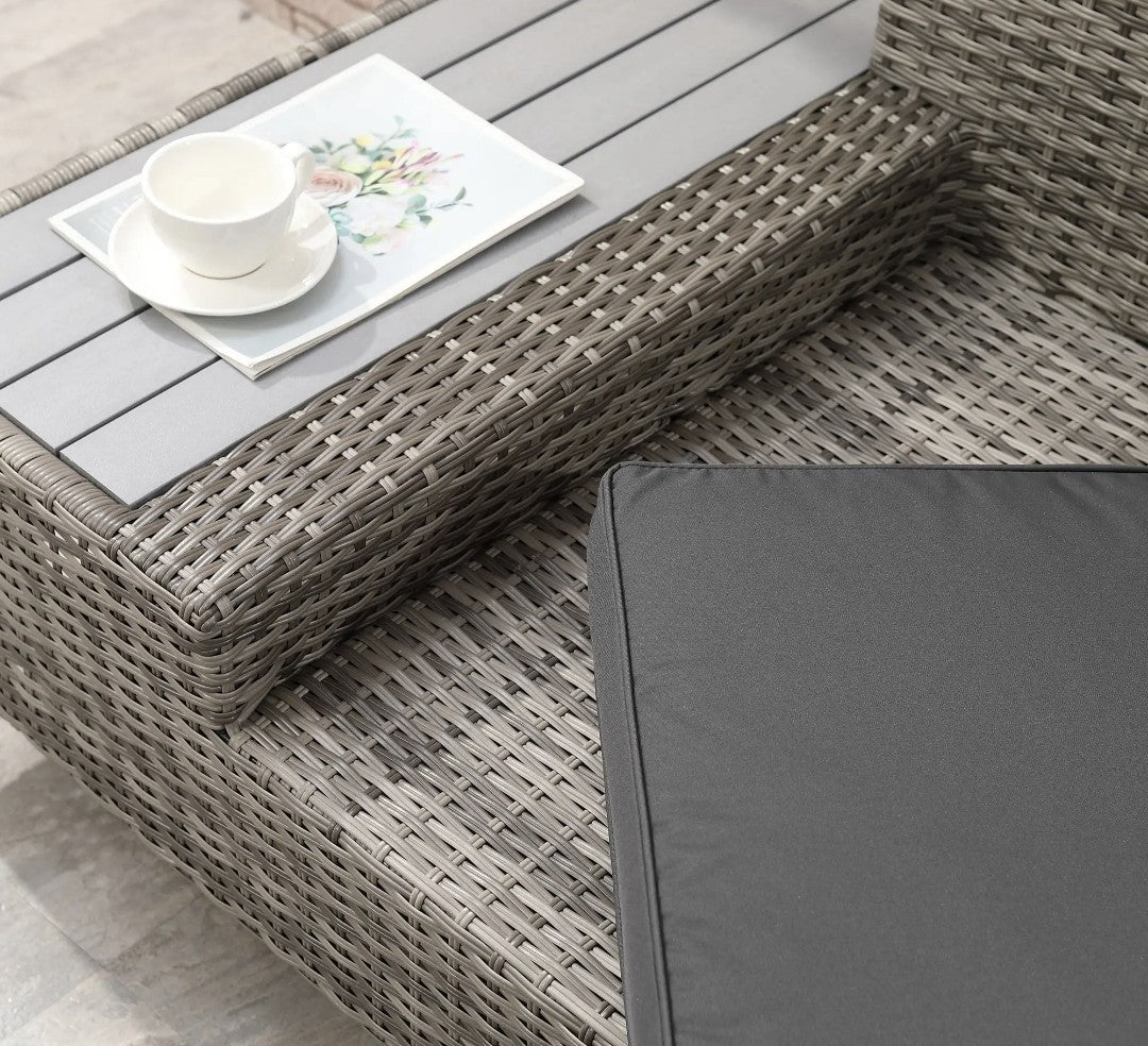 4-Piece Rattan Garden Corner Sofa & Coffee Table Set | Outdoor Sectional Furniture