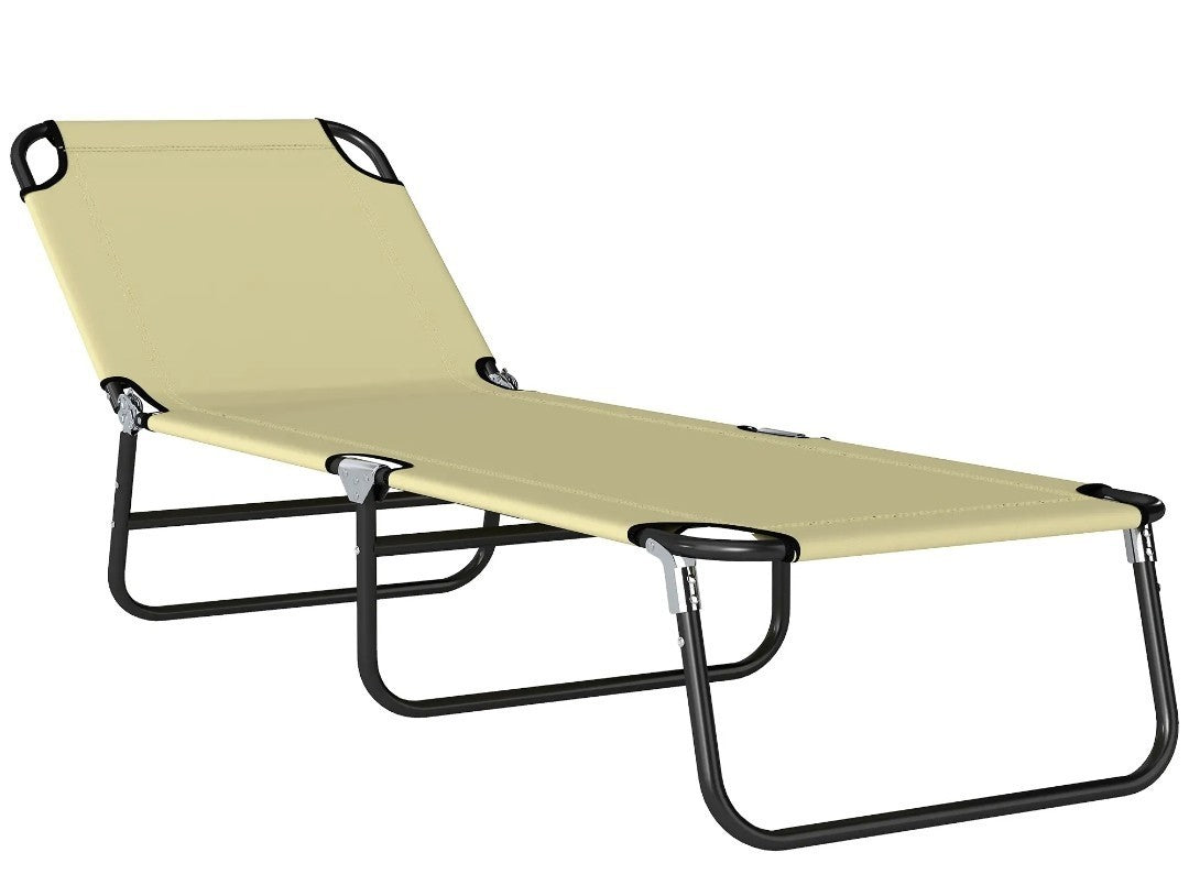 Foldable Sun Lounger | 5-Position Adjustable Backrest | Portable Recliner Chaise