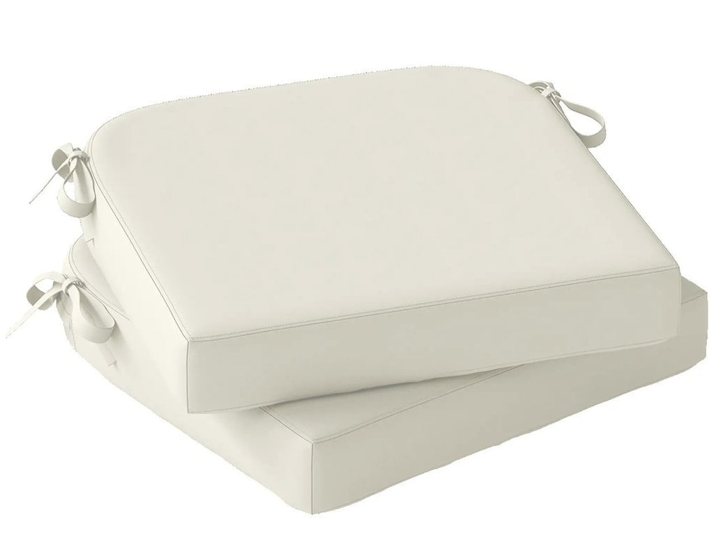 Garden Chair Seat Cushions | Set of 2 | 7cm Foam | Water-Resistant | Cream White