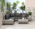4-Piece Rattan Garden Corner Sofa & Coffee Table Set | Outdoor Sectional Furniture