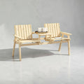 2-Seater Garden Loveseat with Middle Table | Wood Finish Patio Furniture