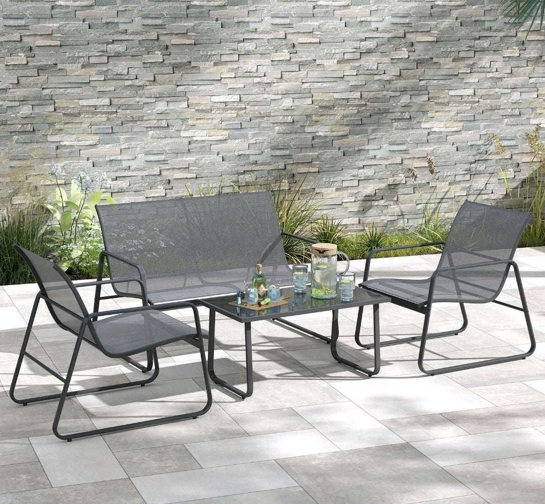 4-Piece Minimalist Garden Sofa Set | Outdoor Patio Furniture with Cushions