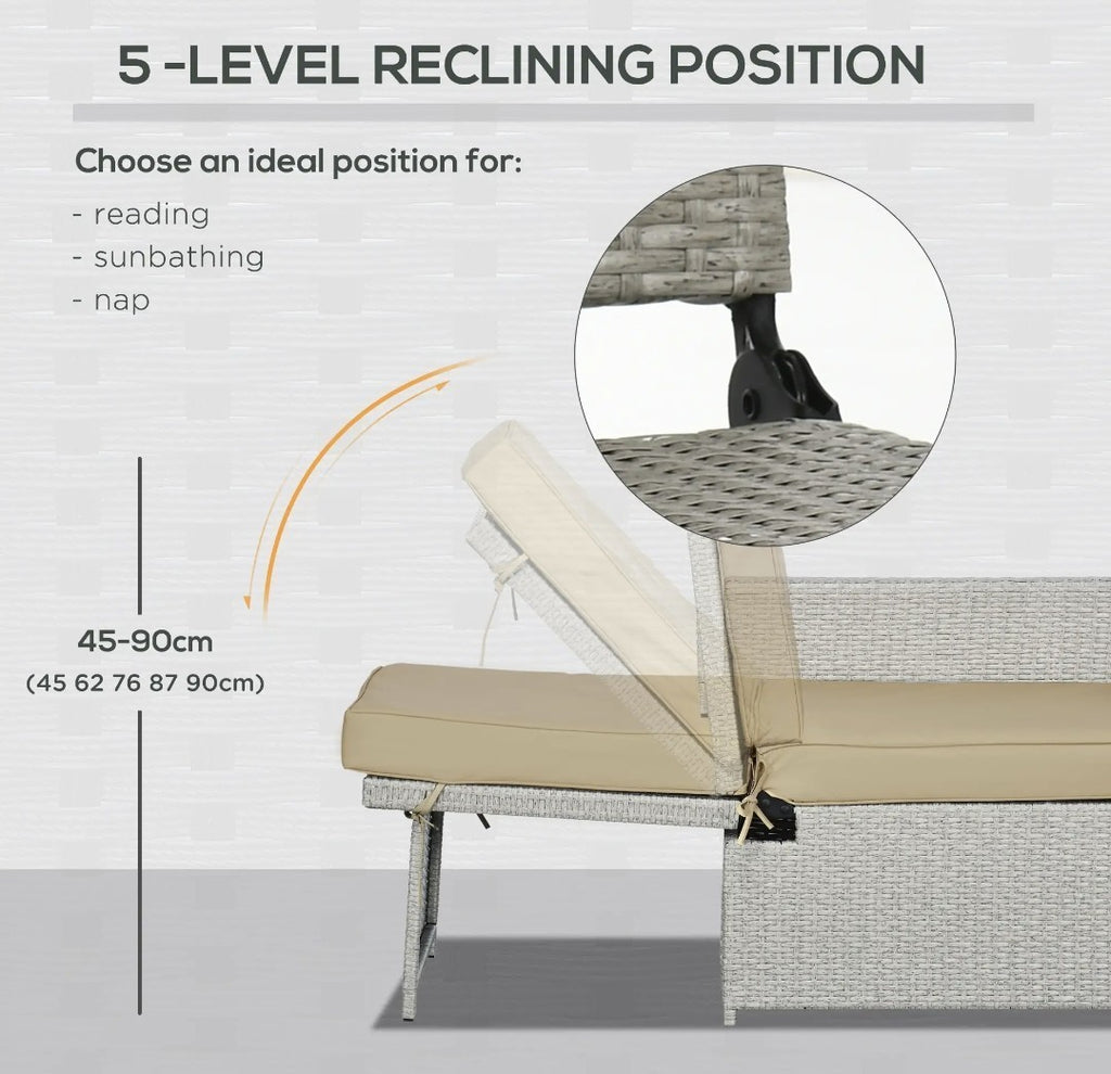 5-Piece PE Rattan Garden Sofa Set | Wicker Outdoor Furniture with Cushions | Khaki