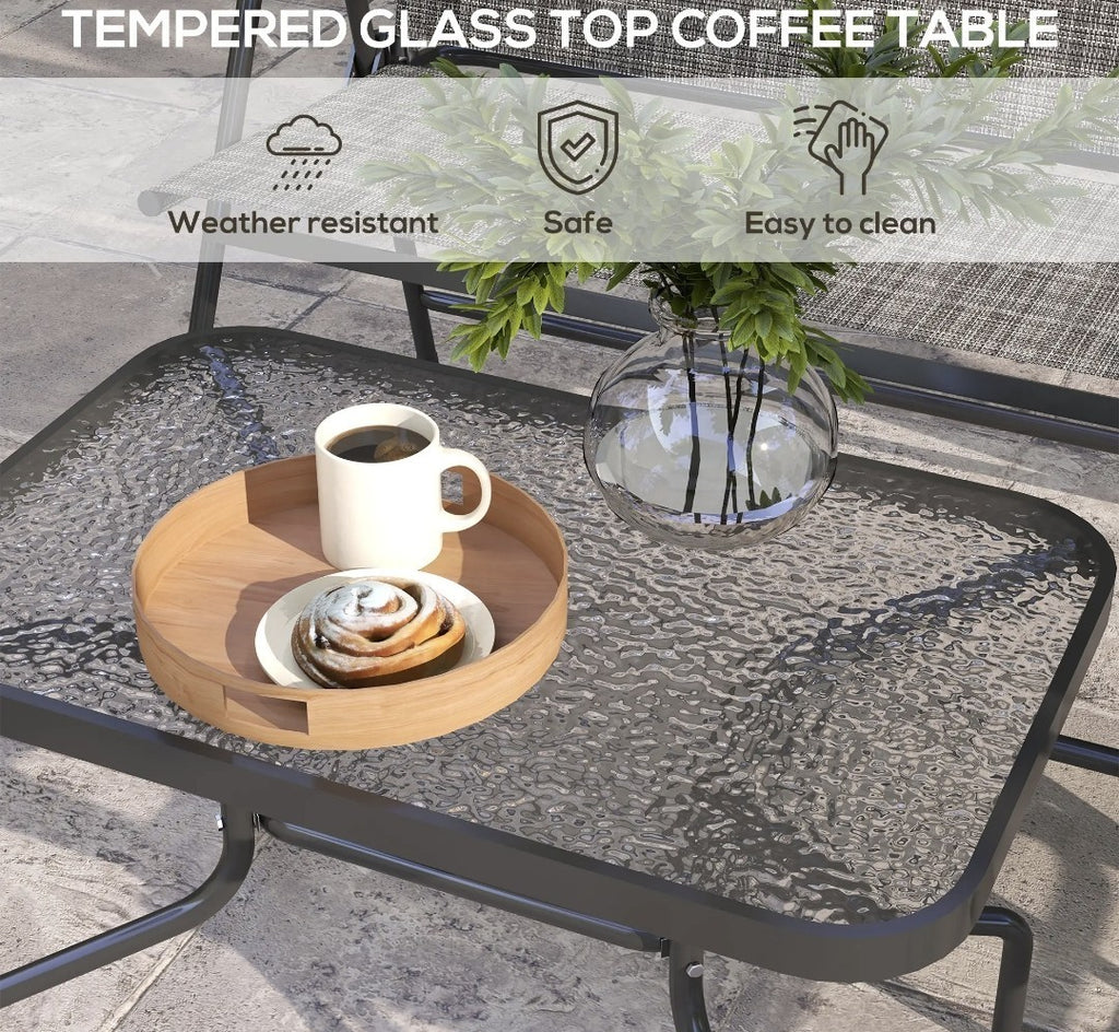4-Piece Metal Garden Sofa Set with Glass Table – Grey