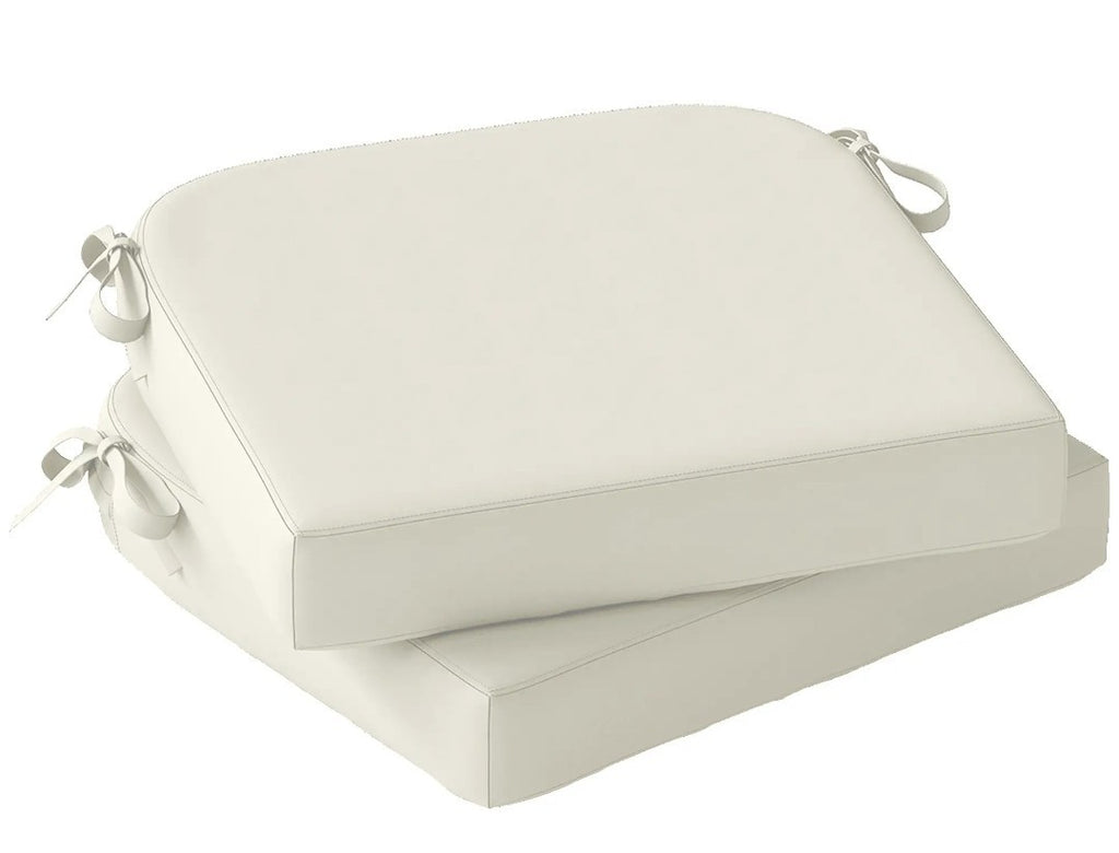 Garden Chair Seat Cushions | Set of 2 | 7cm Foam | Water-Resistant | Cream White