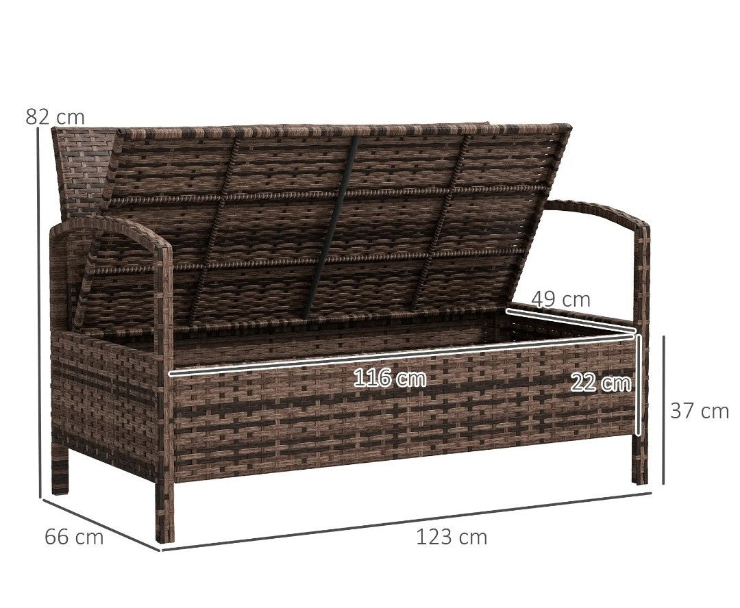 Garden Storage Bench with 125L Storage & Cushion | Outdoor Patio
