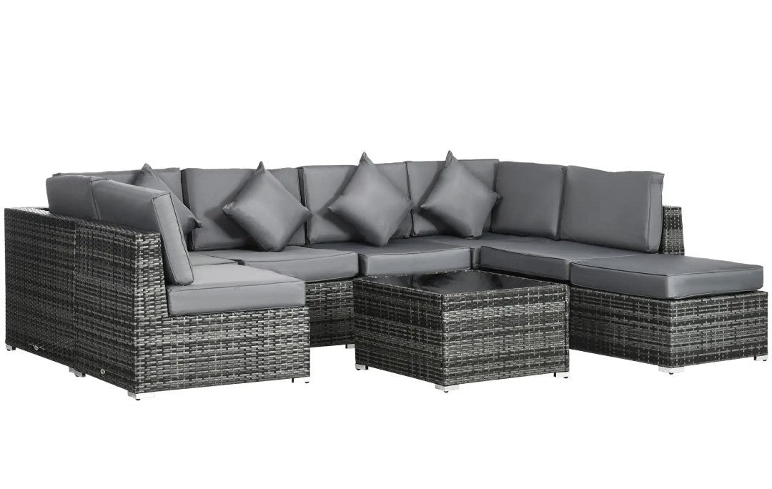 PE Rattan Corner Sofa Set | Outdoor Garden Furniture, Grey