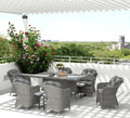 7-Piece Rattan Garden Dining Set with Glass Table – Light Grey