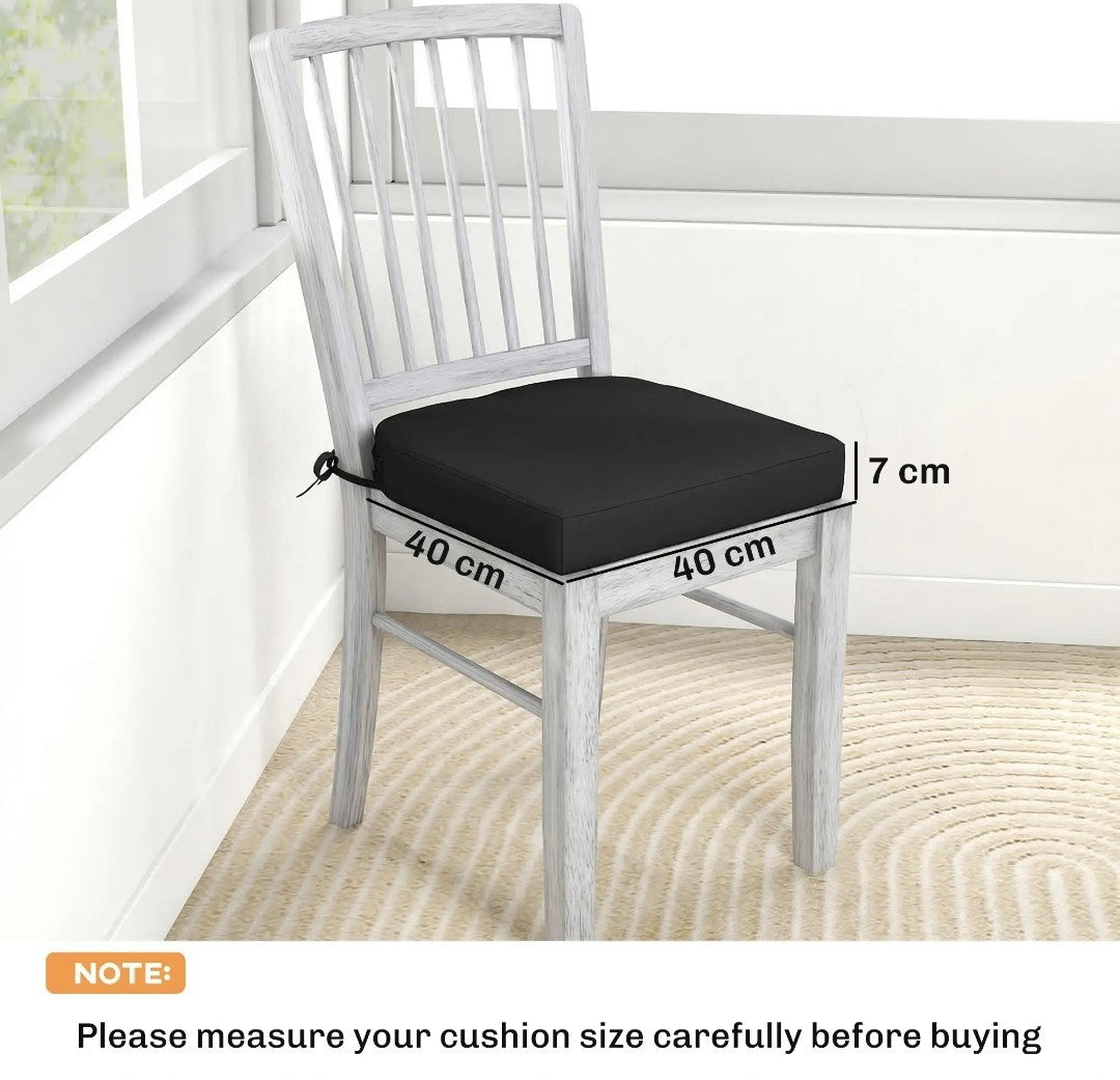 Garden Chair Seat Cushions | Set of 2 | 7cm Foam | Water-Resistant | Black