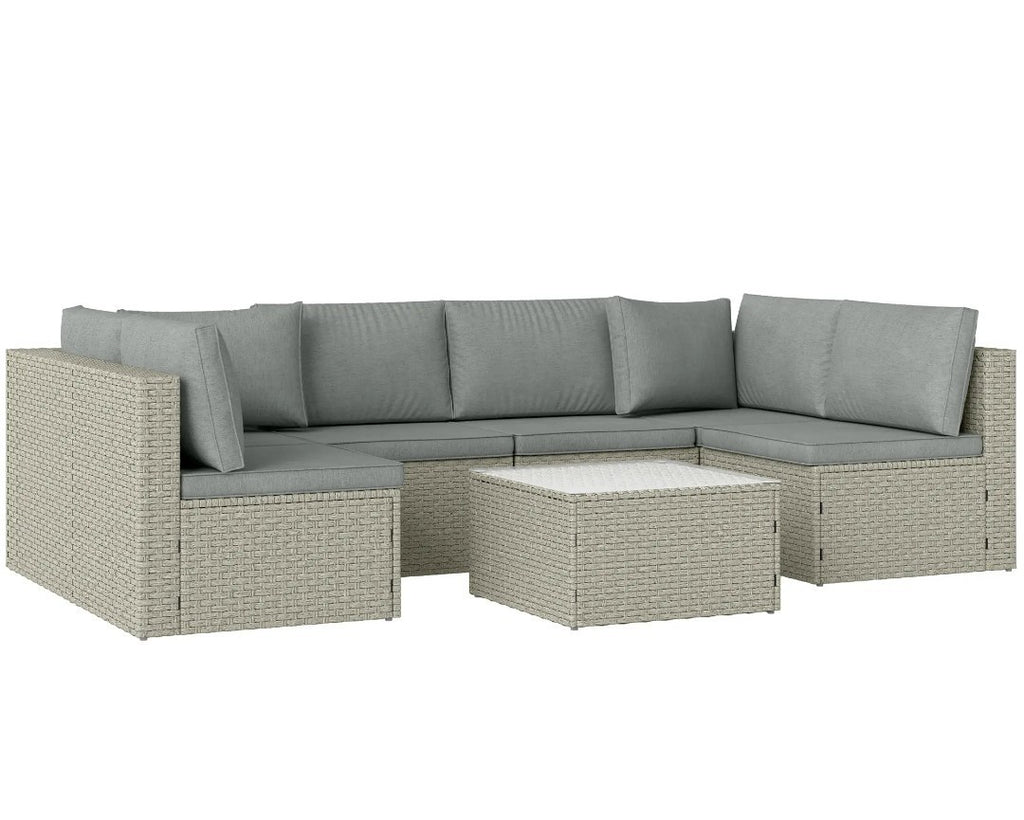 7-Piece Modular Rattan Garden Set | Light Brown Outdoor Patio Furniture