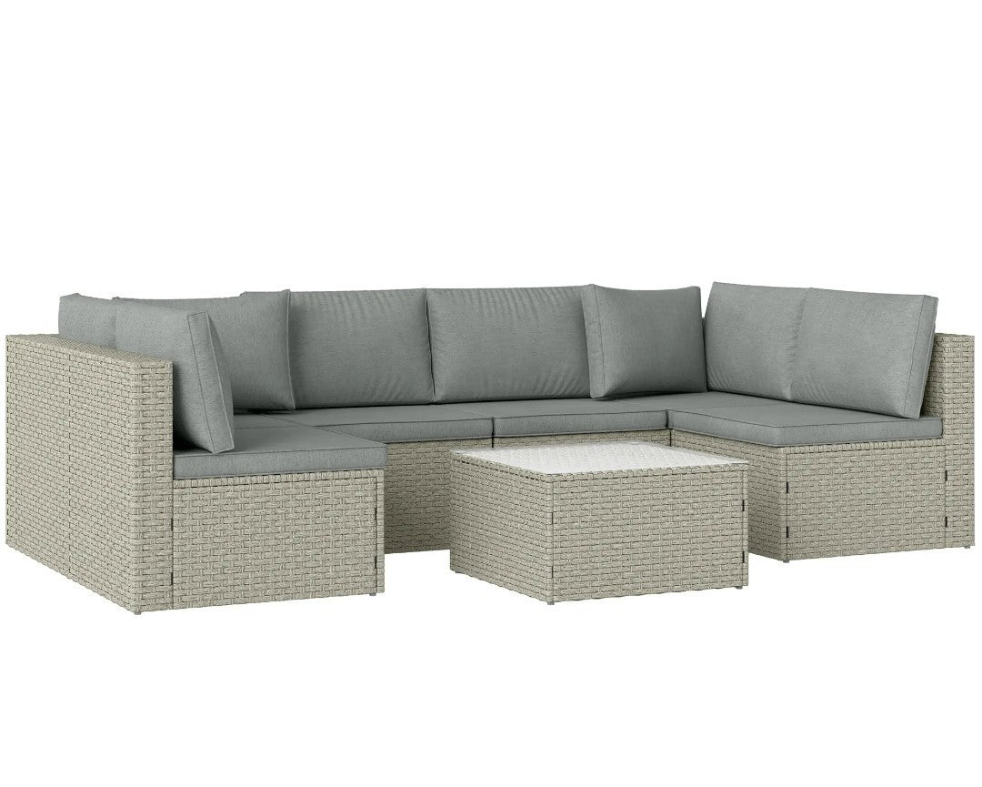 7-Piece Modular Rattan Garden Set | Light Brown Outdoor Patio Furniture