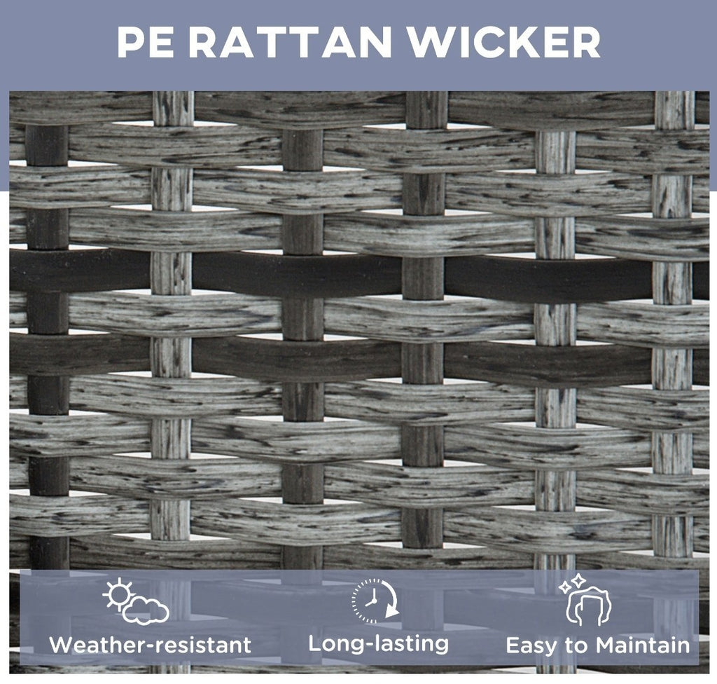 3-Piece PE Rattan Sun Lounger Set – Grey | Wheeled Recliner with Cushions