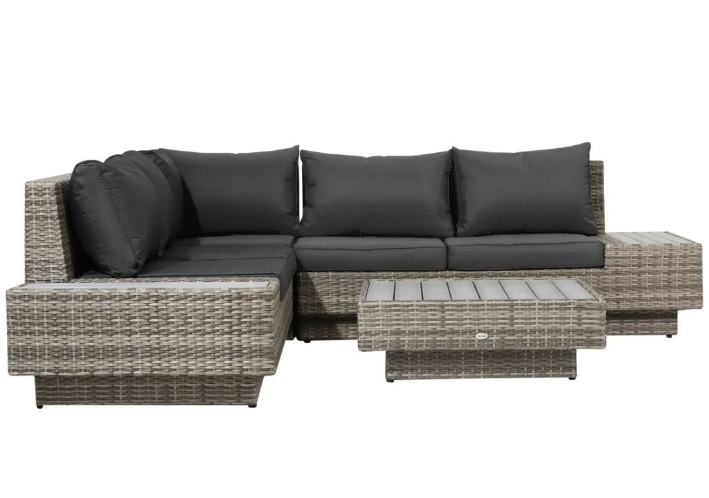 4-Piece Rattan Garden Corner Sofa & Coffee Table Set | Outdoor Sectional Furniture
