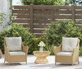 3-Piece Rattan Bistro Set | 2 Armchairs & Side Table | Natural PE Rattan with Cream Cushions