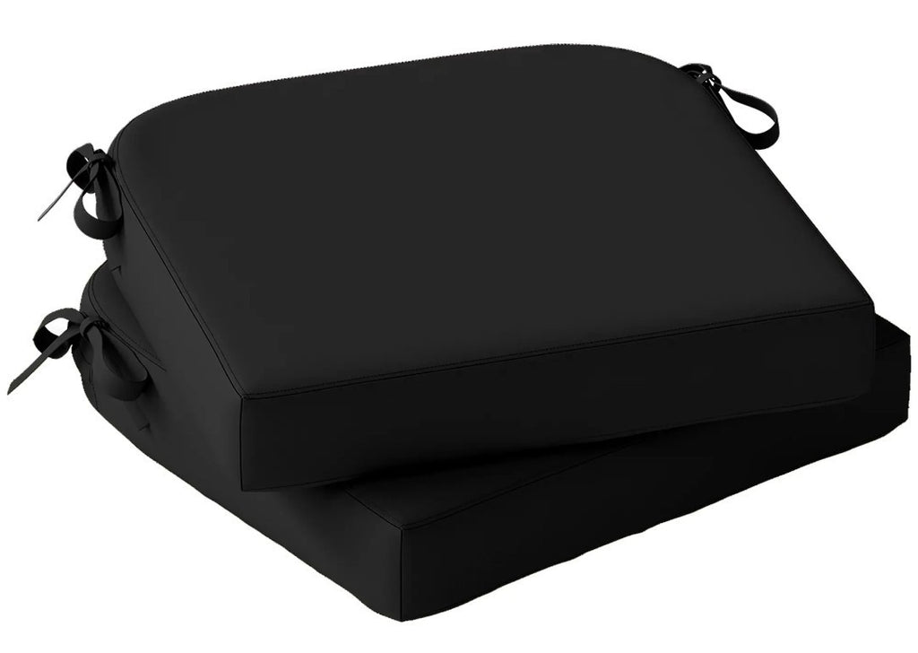 Garden Chair Seat Cushions | Set of 2 | 7cm Foam | Water-Resistant | Black