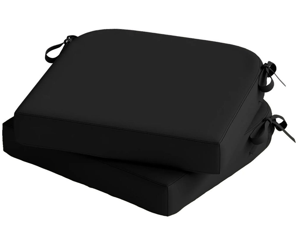 Garden Chair Seat Cushions | Set of 2 | 7cm Foam | Water-Resistant | Black