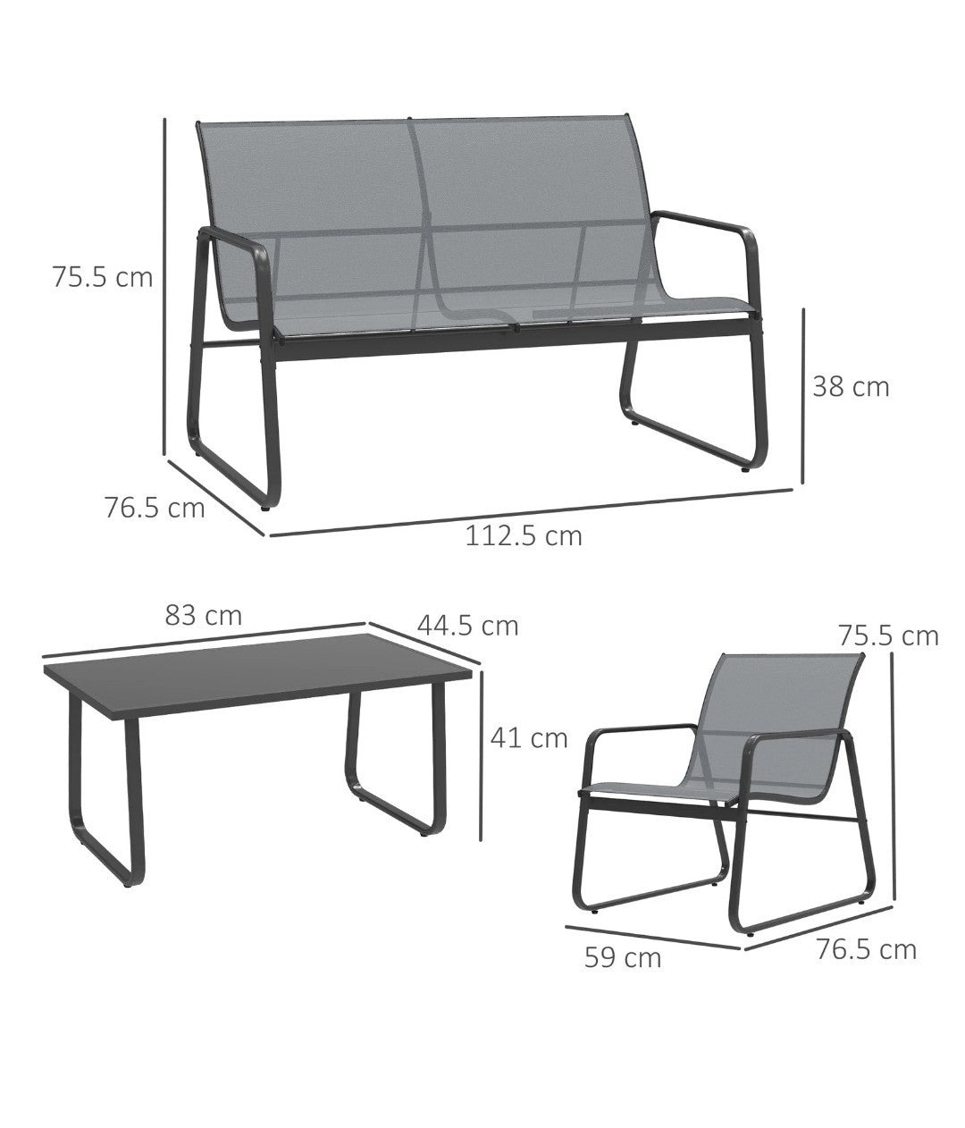4-Piece Minimalist Garden Sofa Set | Outdoor Patio Furniture with Cushions