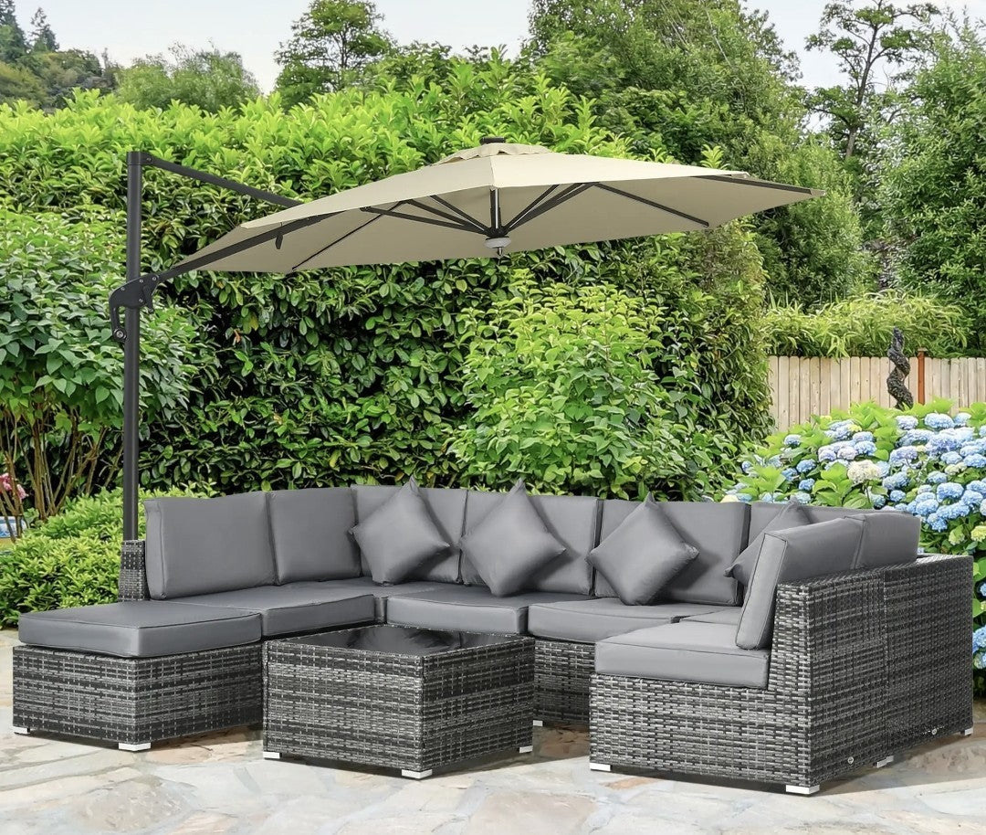 PE Rattan Corner Sofa Set | Outdoor Garden Furniture, Grey